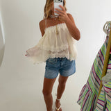 Chloe Tiered Cami Tank - Cream