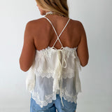 Chloe Tiered Cami Tank - Cream