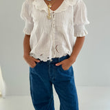 Kendra Embroidered Collar Blouse - Ivory