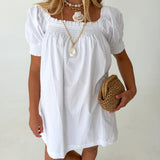 Brit Smocked Babydoll Mini Dress - White