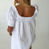 Brit Smocked Babydoll Mini Dress - White