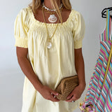 Logan Smocked Babydoll Mini Dress - Butter Yellow