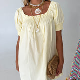 Logan Smocked Babydoll Mini Dress - Butter Yellow
