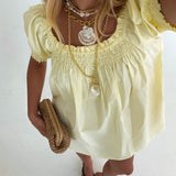 Logan Smocked Babydoll Mini Dress - Butter Yellow
