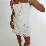 Lucy Linen Embroidered Mini Dress - White