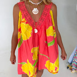 Kinley Floral Swing Mini Dress - Coral/Yellow
