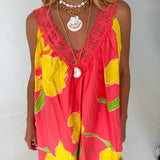 Kinley Floral Swing Mini Dress - Coral/Yellow