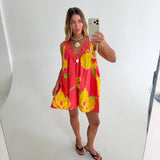 Kinley Floral Swing Mini Dress - Coral/Yellow