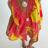 Kinley Floral Swing Mini Dress - Coral/Yellow