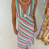 Madeline Multi Striped Midi Dress - Green Multi