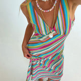 Madeline Multi Striped Midi Dress - Green Multi