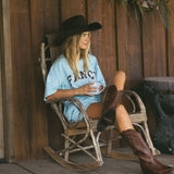 Fancy Oversized Embroidered Tee - Glacier