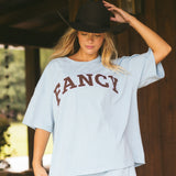 Fancy Oversized Embroidered Tee - Glacier