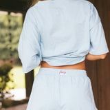 Fancy Oversized Embroidered Tee - Glacier