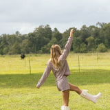 Fancy Striped Button Shorts - Peony/Chocolate