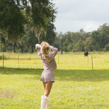Fancy Striped Button Shorts - Peony/Chocolate