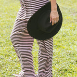 Fancy Striped Button Pants - Peony/Chocolate