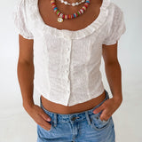 Gabi Eyelet Top - Off-White