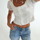 Gabi Eyelet Top - Off-White
