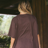 Fancy Oversized Embroidered Tee - Chocolate