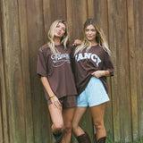Fancy Oversized Embroidered Tee - Chocolate