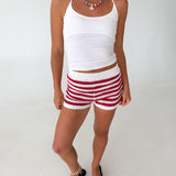 Cindy Crochet Mini Shorts - Ivory/Red