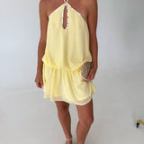 Peyton Halter Mini Dress - Lemon Yellow