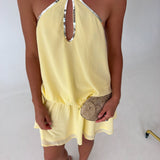 Peyton Halter Mini Dress - Lemon Yellow