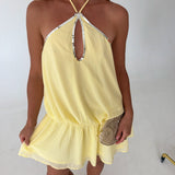 Peyton Halter Mini Dress - Lemon Yellow