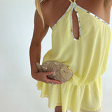 Peyton Halter Mini Dress - Lemon Yellow