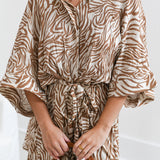 Serena Oversized Collared Romper -Taupe