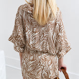 Serena Oversized Collared Romper -Taupe