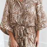 Serena Oversized Collared Romper -Taupe