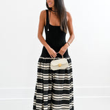 Catherine Striped Maxi Dress -Black