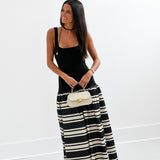 Catherine Striped Maxi Dress -Black