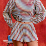 Essential Striped Comfort Short - Garnet and Gold