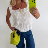 Kacie Lace Side Tie Top- Off White