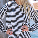 Striped Button Long Sleeve Top