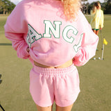 Fancy Oversized Mockneck - Par Pink/Green Outline