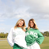 Fancy Oversized Mockneck - Fairway Green/White Outline