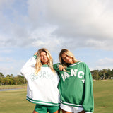Fancy Oversized Mockneck - Fairway Green/White Outline