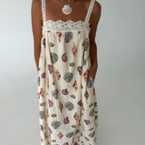 Seashell Print Maxi Dress - Cream