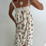 Seashell Print Maxi Dress - Cream