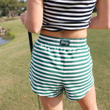 Fancy Striped Shorts - Green/White