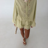 Rebecca Lace Top and Short Set - Sage