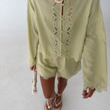 Rebecca Lace Top and Short Set - Sage