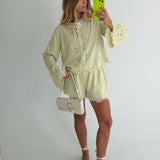 Rebecca Lace Top and Short Set - Sage