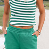 Fancy Striped Tank Top - Green/White