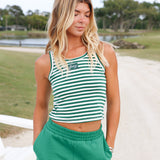 Fancy Striped Tank Top - Green/White