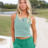 Fancy Striped Tank Top - Green/White